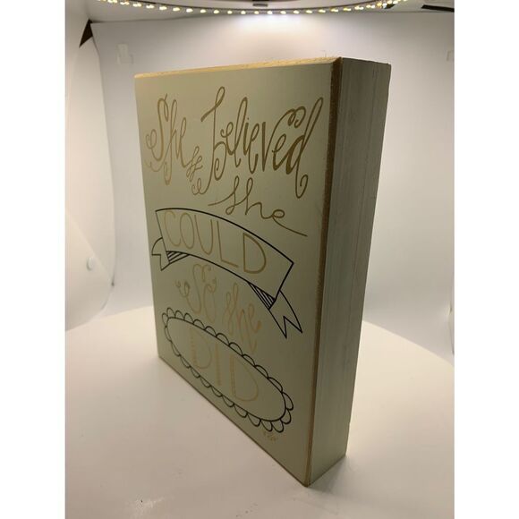 She believed she could so she did wood block decor - Picture 1 of 2